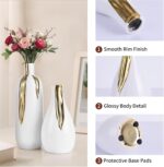 White and Gold Vase Set of 3, Modern Ceramic Decorative Vases for Living Room, B... - Image 4