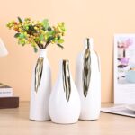 White and Gold Vase Set of 3, Modern Ceramic Decorative Vases for Living Room, B... - Image 6