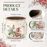Vintage Planter Large Ceramic Plants Pot Beige Pink French Rose Ice Crack Cottag... - Image 3