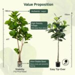 6ft Artificial Fiddle Leaf Fig Tree Tall Large Realistic Fake Ficus Lyrata Plant... - Image 5