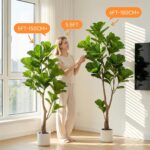 6ft Artificial Fiddle Leaf Fig Tree Tall Large Realistic Fake Ficus Lyrata Plant... - Image 6