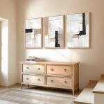 Framed Neutral Abstract Wall Art Set of 3, Modern Black and White Beige Canvas P... - Image 5
