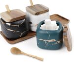 Dicunoy 3 Pack Ceramic Salt and Sugar Container, Condiment Jars with Lids and Sp... - Image 4