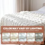 Luxury 1000GSM Faux Rabbit Fur Bubble Throw Blanket, Elegant White, Ultra Soft P... - Image 7