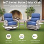 Luxury High Back Outdoor Swivel Rocker Patio Chairs with Side Table & 6-Inch Thi... - Image 3