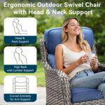 Luxury High Back Outdoor Swivel Rocker Patio Chairs with Side Table & 6-Inch Thi... - Image 4