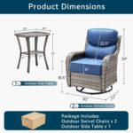 Luxury High Back Outdoor Swivel Rocker Patio Chairs with Side Table & 6-Inch Thi... - Image 5