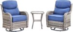 Luxury High Back Outdoor Swivel Rocker Patio Chairs with Side Table & 6-Inch Thi... - Image 6