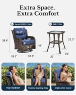 HILLGA Luxury Outdoor Swivel Rocker Patio Chairs of 2 with 6 Inch Thick Cushions... - Image 3