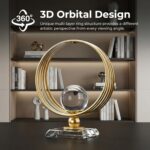 Modern Crystal Ball Decor with Gold Metal Ring Frame, 5.3in / 13.5cm Circular De... - Image 5