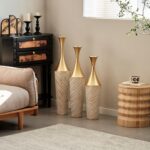 Metal Tall Floor Vase Set of 3, Large Gold Vase Decorative Tall Stand Vases for ... - Image 5