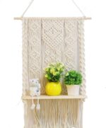 AMIAEDU Macrame Wall Hanging Shelf, Handmade Indoor Boho Pot Basket Hanger Holde... - Image 5