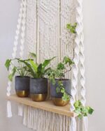 AMIAEDU Macrame Wall Hanging Shelf, Handmade Indoor Boho Pot Basket Hanger Holde... - Image 6
