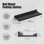 RICHER HOUSE 5 Set Floating Wall Mounted Shelves, Black Shelves for Wall Decor, ... - Image 4