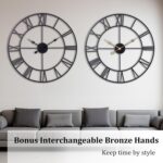 30 Inch Wall Clock Decorative, Oversized Large Black Metal Roman Numeral Silent ... - Image 4