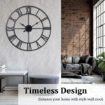 30 Inch Wall Clock Decorative, Oversized Large Black Metal Roman Numeral Silent ... - Image 7
