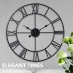 30 Inch Wall Clock Decorative, Oversized Large Black Metal Roman Numeral Silent ... - Image 8