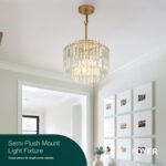 Modern 12.8“ Gold Crystal Chandelier Ceiling Light Fixtures for Dining Room Luxu... - Image 5