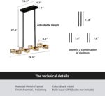 Modern Crystal Chandelier for Dining Room,Black and Gold Pendant Lights Fixture ... - Image 5