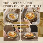 10 Inch Porcelain Dinner Plates Set of 4 - Hand-Decorated Gold Speckled Rim, Res... - Image 5