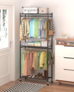 Sakugi Clothes Rack - 33.0" x 12.2" x 79.5" Clothing Rack with Shelves & Wheels,... - Image 5