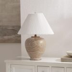 SAFAVIEH Lighting - Claude 22-Inch Table Lamp - Brown & White Abstract Design wi... - Image 3