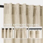 Linen Curtains 132 Inches Long for High Living Room Beige Extra Long Back Tab Cu... - Image 4