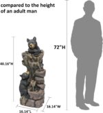 YZM 40.16" H 5 Tier Outdoor Fountain Black Bears Climbing Tree Garden Water Foun... - Image 3