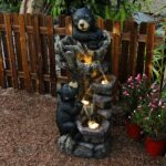 YZM 40.16" H 5 Tier Outdoor Fountain Black Bears Climbing Tree Garden Water Foun... - Image 6