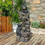 YZM 40.16" H 5 Tier Outdoor Fountain Black Bears Climbing Tree Garden Water Foun... - Image 7
