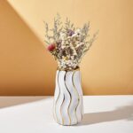White Ceramic Vase for Home Decor,Decorative Flower Vase, Vertical Stripe Cerami... - Image 5