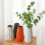 White Ceramic Vase for Home Decor,Decorative Flower Vase, Vertical Stripe Cerami... - Image 6