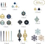Valery Madelyn Ornaments for Christmas Trees, 60ct Blue and Gold Shatterproof Ch... - Image 4