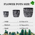 Terracotta Pots, 6.5+5+4.4 Inch Plant Pots with Drainage Hole- Floral Pattern, B... - Image 6