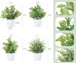 Mkono 4 Packs Fake Plants Mini Artificial Greenery Potted Plants Faux Eucalyptus... - Image 5