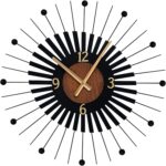 22 Inch Modern Sunburst Wall Clock Battery Operated, Black Metal Radiating Desig... - Image 7