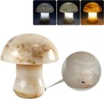 Natural Dolomite Marble Mushroom Lamp,Natural Gemstone Table Lamp Unique Crystal... - Image 8