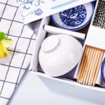 Blue and White Porcelain Rice Bowls Set of 4 with Bamboo Chopsticks, 12 oz Hand-... - Image 6