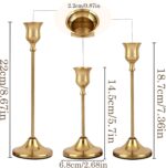 Set of 6 Gold Metal Taper Candlestick Holders Vintage Brass Home Decor for Dinin... - Image 4