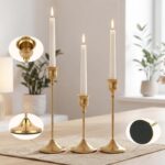 Set of 6 Gold Metal Taper Candlestick Holders Vintage Brass Home Decor for Dinin... - Image 6