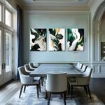 YHCTHT Abstract Emerald Green Canvas Wall Art Set of 3 – Modern Green and Gold M... - Image 3
