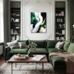 YHCTHT Abstract Emerald Green Canvas Wall Art Set of 3 – Modern Green and Gold M... - Image 4