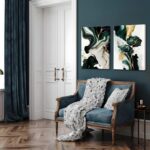 YHCTHT Abstract Emerald Green Canvas Wall Art Set of 3 – Modern Green and Gold M... - Image 5