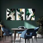 YHCTHT Abstract Emerald Green Canvas Wall Art Set of 3 – Modern Green and Gold M... - Image 6