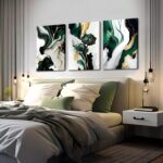 YHCTHT Abstract Emerald Green Canvas Wall Art Set of 3 – Modern Green and Gold M... - Image 7