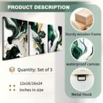 YHCTHT Abstract Emerald Green Canvas Wall Art Set of 3 – Modern Green and Gold M... - Image 8