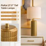 PoKat 27.5'' Tall Brass Gold Table Lamps Set of 2 for Living Room, Modern Table ... - Image 3