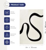 Abani Abstract Beige/Black Area Rug - 6'x9' - Modern Curved Line Design - Deco C... - Image 3