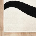 Abani Abstract Beige/Black Area Rug - 6'x9' - Modern Curved Line Design - Deco C... - Image 7