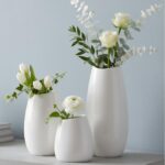 hjn Ceramic Vase Set of 3 White Flower Vase for Home Decor, Modern Decorative Va... - Image 2